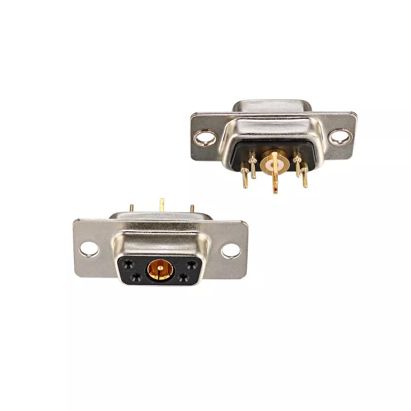 Qual é a função central do conector D sub 5W1 Coaxial?